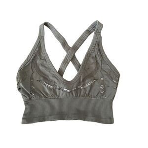 Ribbed Crossback Sports Bra Workout Yoga Athletic Sporty